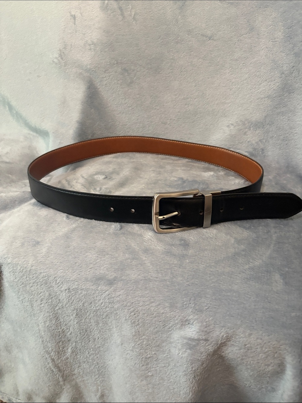 Steve Madden Reversible Black and Brown Leather Belt with Silver Buckle